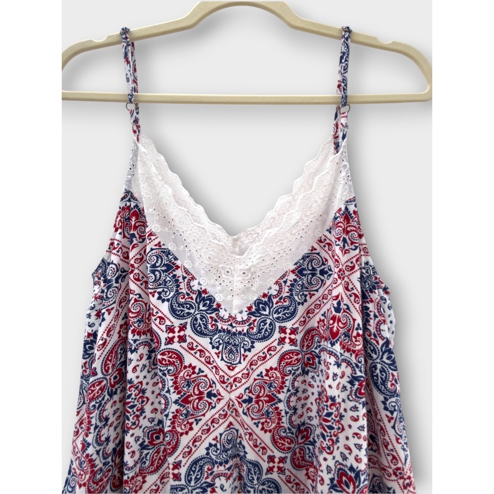 Ariat Texas Heat Tank Top Paisley Womens Medium Red White Blue Lace 4th of July - Picture 9 of 15